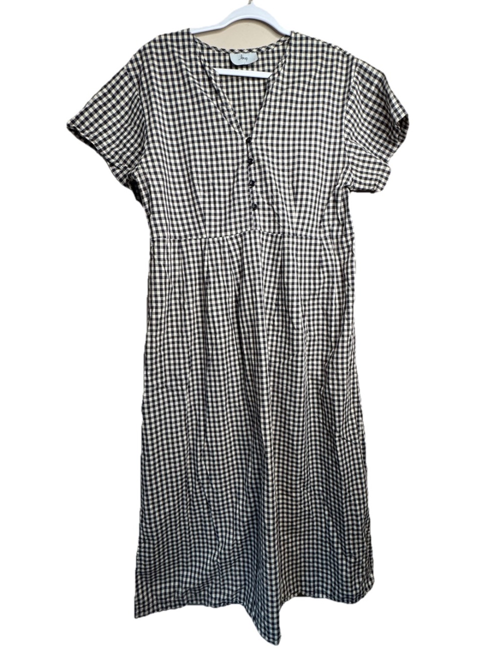 Loup Iris Dress in a black and white gingham 100% Cotton Size L Lagenlook E17